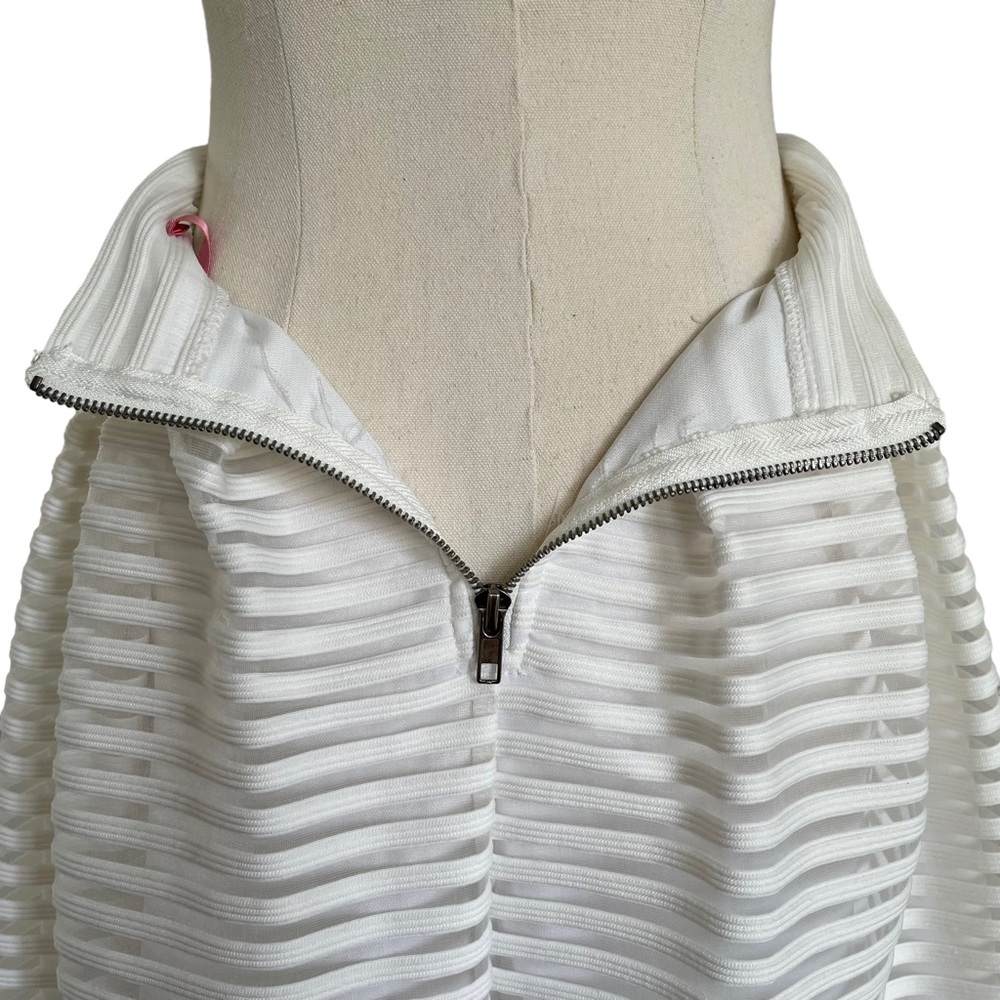 BLOSSOM Sz6 White high waisted midi skirt with sheer striped overlay - Picture 7 of 9
